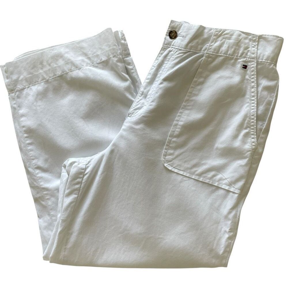Tommy Hilfiger White Cotton Blend Wide Leg Pants Women’s Sz 8 Medium